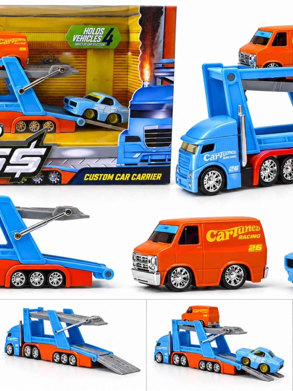 Blue & Orange Custom Car Carrier Playset